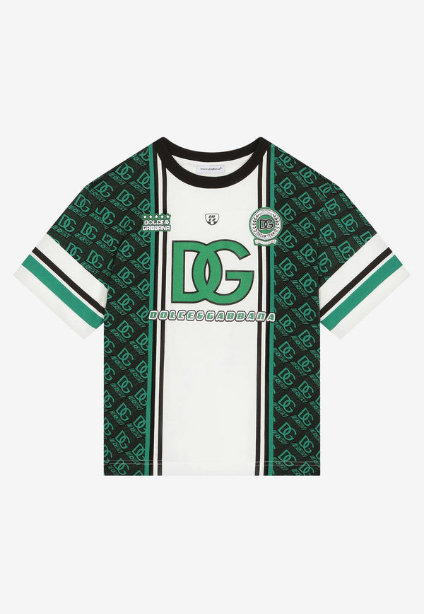 Dolce & Gabbana Kids Boys DG Logo Print T-shirt L4JTEH G7HWS HV4IK Green
