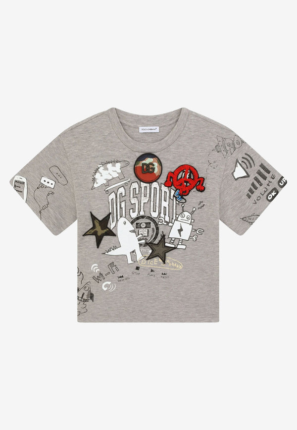 Dolce & Gabbana Kids Boys Sport Print T-shirt L4JTEV G7B1F S8290 Grey