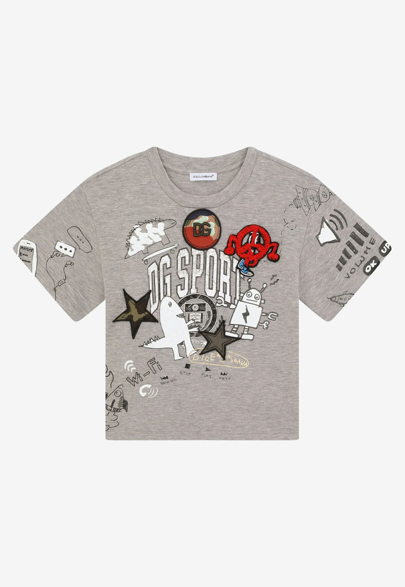 Dolce & Gabbana Kids Boys Sport Print T-shirt L4JTEV G7B1F S8290 Grey