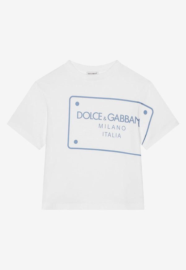 Dolce & Gabbana Kids Boys Logo Tag Print T-shirt White L4JTEY G7H4A W0800