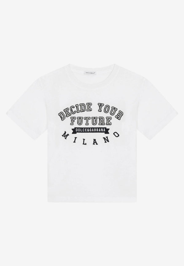 Dolce & Gabbana Kids Boys Logo Crewneck Short-Sleeved T-shirt White L4JTFD G7DX3 W0800