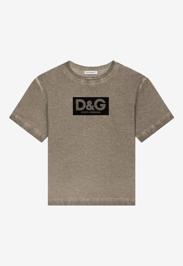 Dolce & Gabbana Kids Boys Logo Print T-shirt L4JTGP G7I89 S9000 Brown