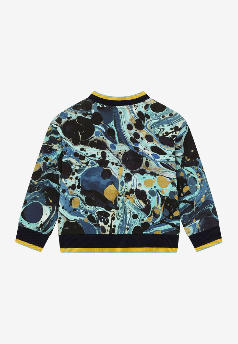 Dolce & Gabbana Kids Boys Marble Print DG Sweatshirt Multicolor L4JWCY G7B8M HB3IQ