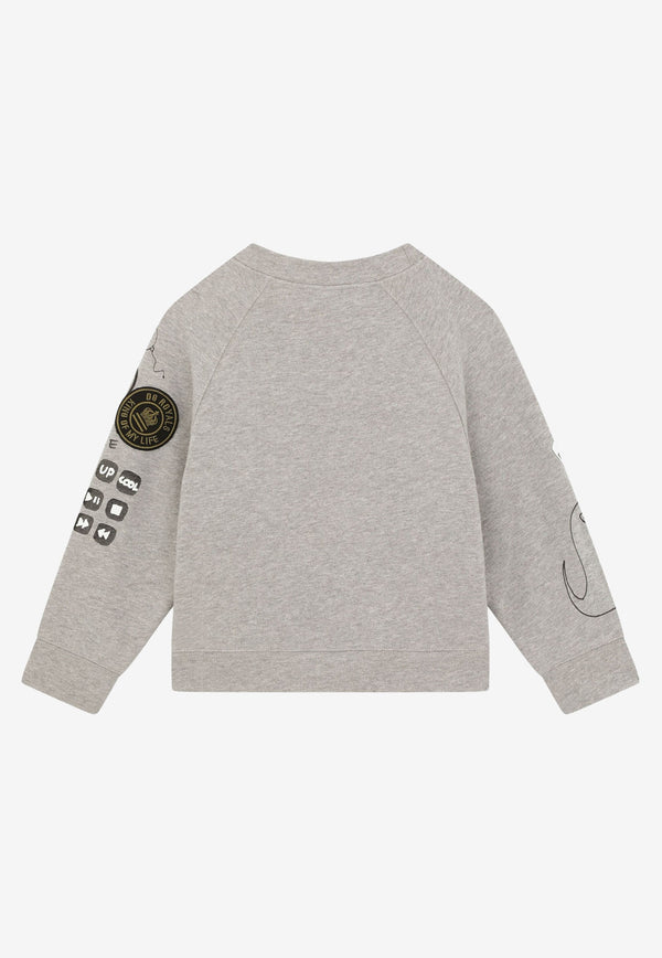 Dolce & Gabbana Kids Boys DG Sport Print Sweatshirt Grey L4JWDE G7B1G S8290