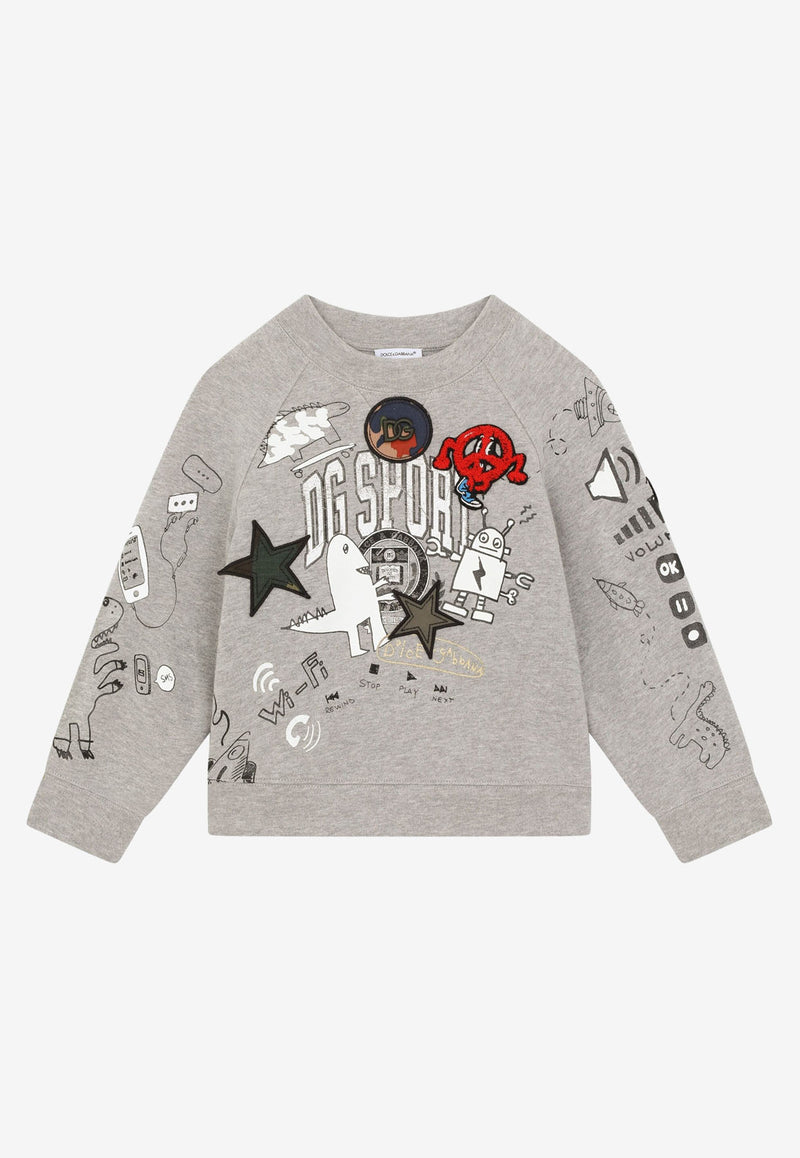 Dolce & Gabbana Kids Boys DG Sport Print Sweatshirt Grey L4JWDE G7B1G S8290