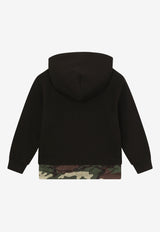 Dolce & Gabbana Kids Boys Camouflage Print Layered Hoodie Black L4JWDJ G7B7Y S9000