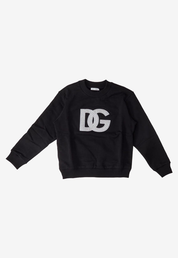 Dolce & Gabbana Kids Boys Stud-Embellished Logo Sweatshirt Black L4JWDO G7E6C N0000