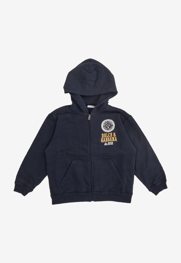 Dolce & Gabbana Kids Boys Logo-Embroidered Hooded Sweatshirt Black L4JWDW G7DW1 B0665