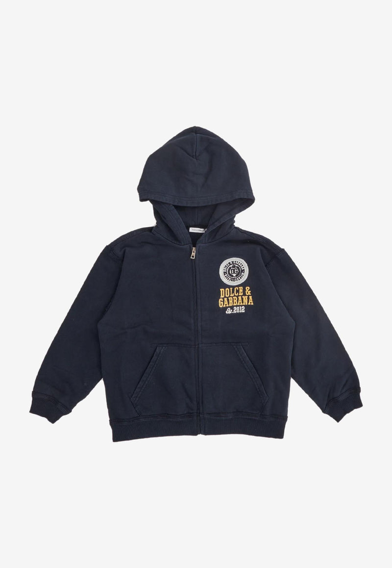 Dolce & Gabbana Kids Boys Logo-Embroidered Hooded Sweatshirt Black L4JWDW G7DW1 B0665