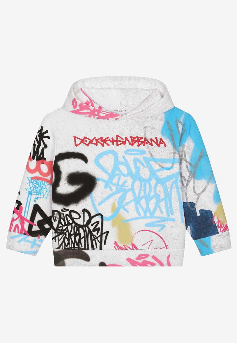 Dolce & Gabbana Kids Boys Graffiti Print Hooded Sweatshirt Multicolor L4JWFA G7F5U HH4DW