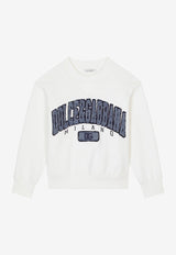 Dolce & Gabbana Kids Boys Logo Patch Pullover Sweatshirt White L4JWFB G7D5Z W0111