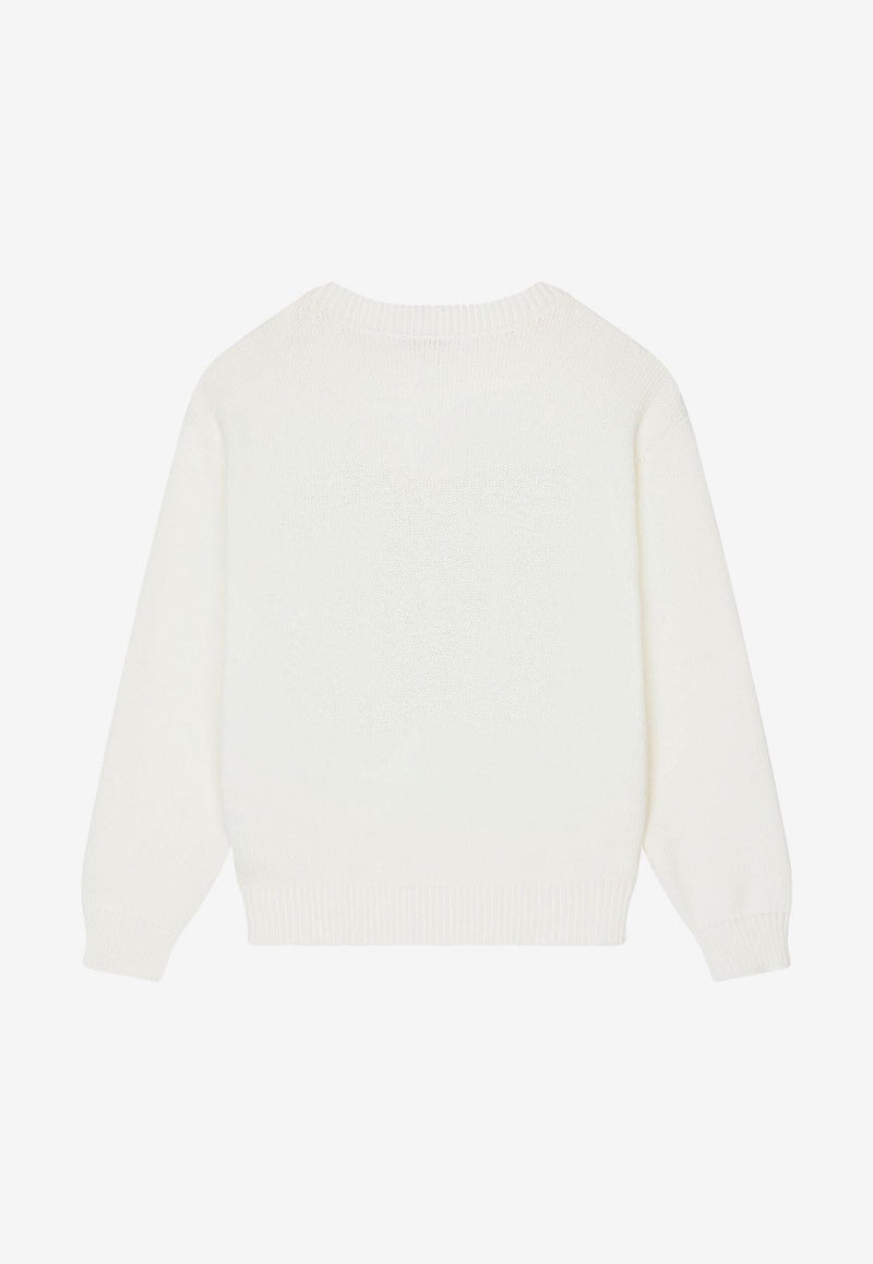 Dolce & Gabbana Kids Boys Knitted DG Logo Sweater L4KWE1 JACZK S9000 White