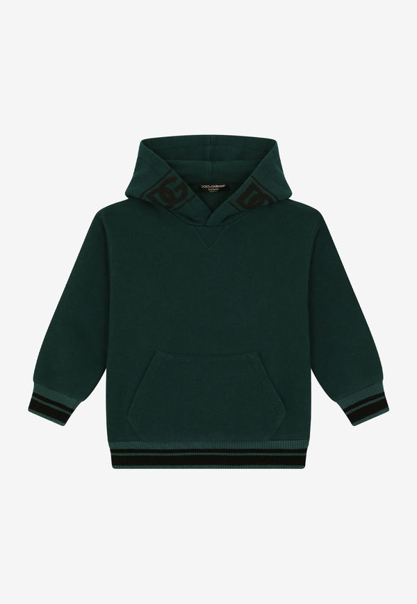 Dolce & Gabbana Kids Boys DG Logo Print Oversized Hoodie Green L4SW25 G7D7B V0018