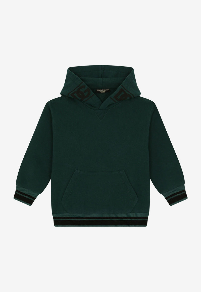 Dolce & Gabbana Kids Boys DG Logo Print Oversized Hoodie Green L4SW25 G7D7B V0018