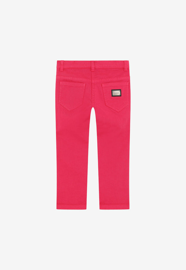 Dolce & Gabbana Kids Girls Slim-Fit Drill Pants Fuchsia L51F54 LY053 F0733