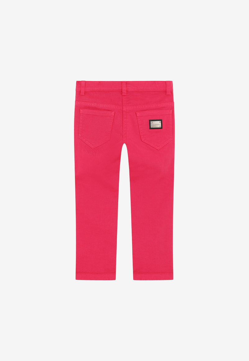 Dolce & Gabbana Kids Girls Slim-Fit Drill Pants Fuchsia L51F54 LY053 F0733