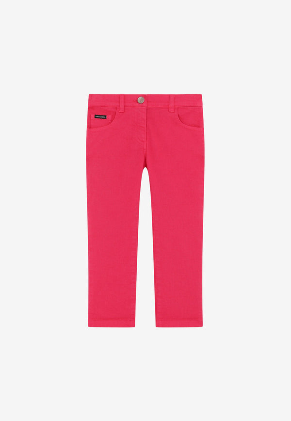 Dolce & Gabbana Kids Girls Slim-Fit Drill Pants Fuchsia L51F54 LY053 F0733