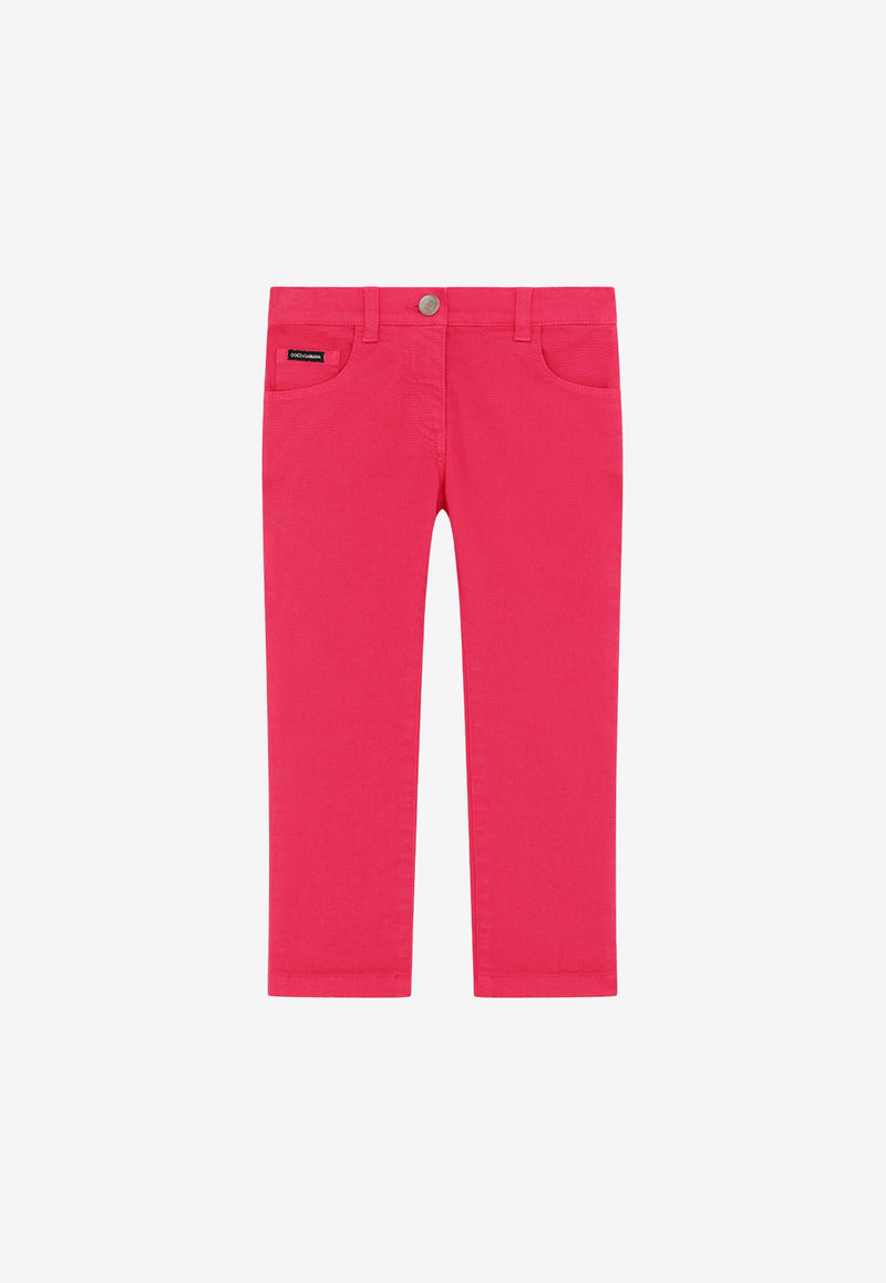 Dolce & Gabbana Kids Girls Slim-Fit Drill Pants Fuchsia L51F54 LY053 F0733