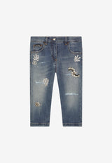 Dolce & Gabbana Kids Girls Embellished Stretch Jeans Denim L51F74 LDB08 S9000