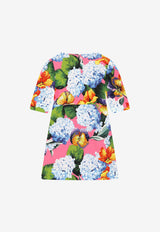 Dolce & Gabbana Kids Girls Hydrangea Print Cady Dress Multicolor L52DZ0 FSIAK HF3JA