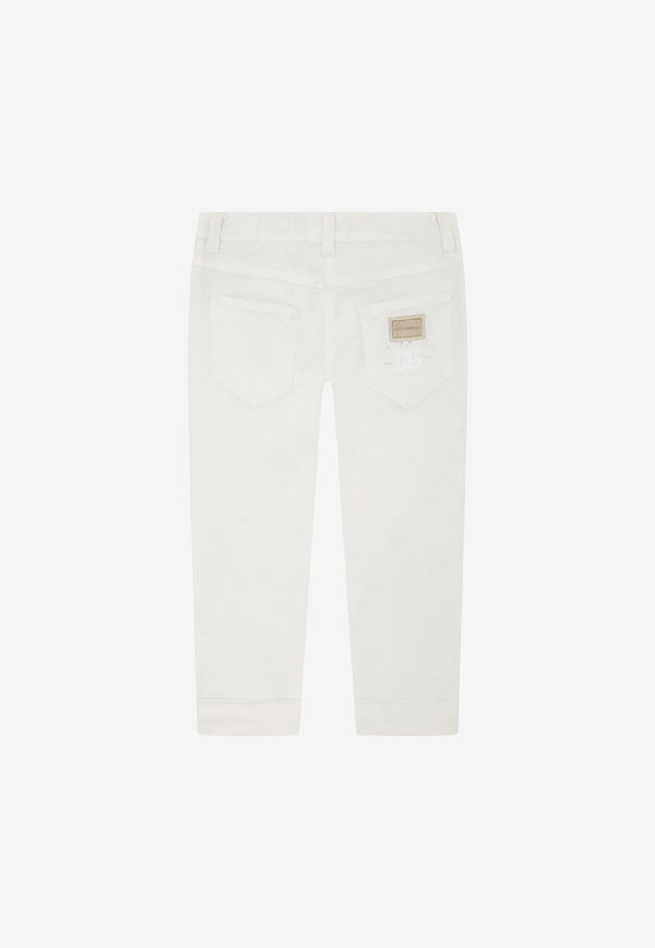 Dolce & Gabbana Kids Girls Slim-Fit Stretch Jeans with Embroidery Black L52F41 LDA18 S9000