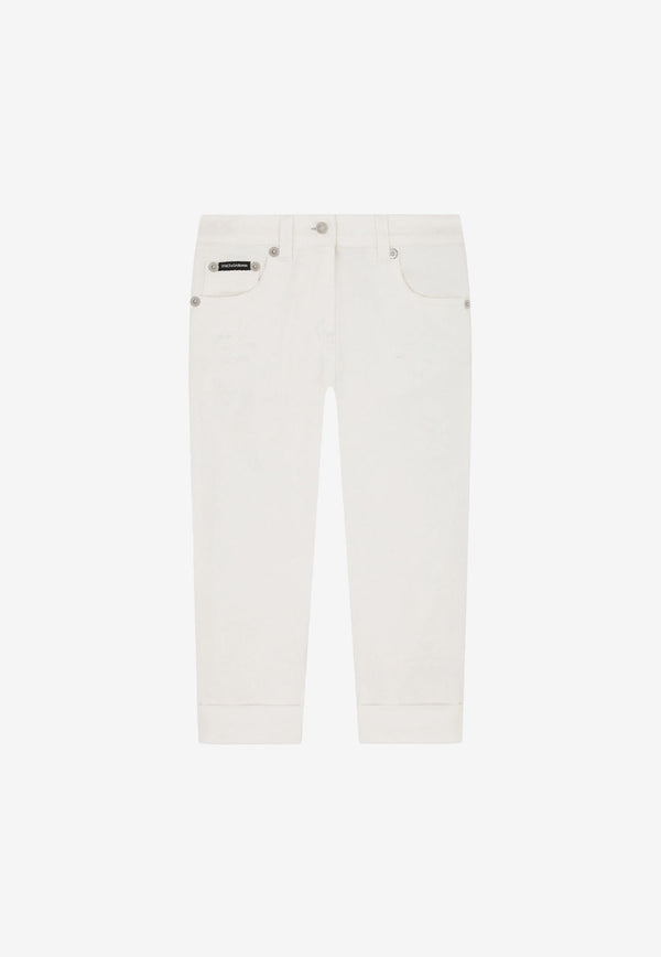 Dolce & Gabbana Kids Girls Slim-Fit Stretch Jeans with Embroidery Black L52F41 LDA18 S9000