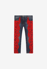 Dolce & Gabbana Kids Girls Lace Insert Jeans L52F62 LDB20 S9000 Multicolor