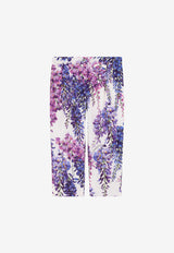 Dolce & Gabbana Kids Girls Wisteria Print Poplin Pants Lavender L52P29 HS5MD HA3JE
