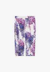 Dolce & Gabbana Kids Girls Wisteria Print Poplin Pants Lavender L52P29 HS5MD HA3JE
