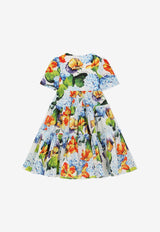 Dolce & Gabbana Kids Girls Hydrangea Print Poplin Midi Dress L53DC5 HS5MF HA3JA Multicolor