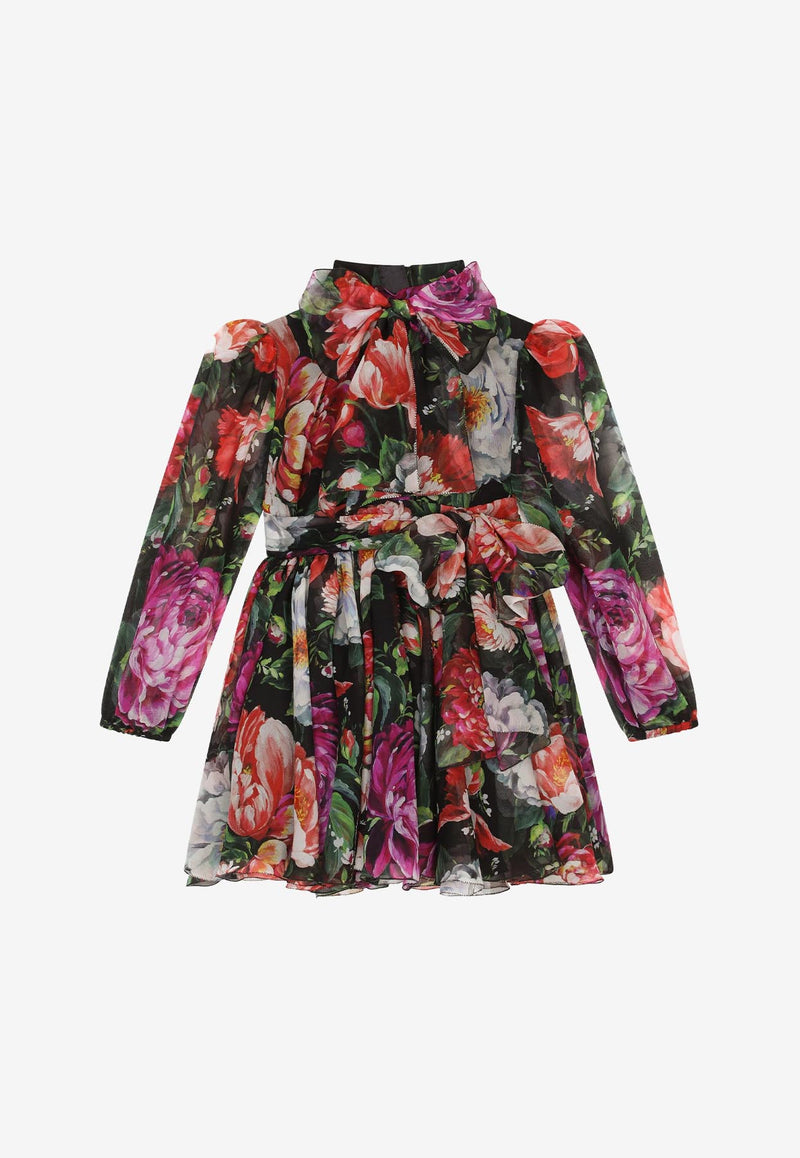 Dolce & Gabbana Kids Floral-Print Chiffon Midi Dress Multicolor L53DG4 IS1PA HN3VW