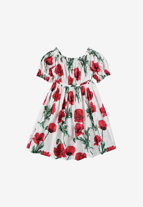 Dolce & Gabbana Kids Girls Poppy Print Dress L53DI7 HS5O1 HA3VN Multicolor