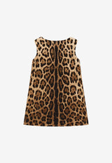 Dolce & Gabbana Kids Girls Leopard Print Midi Dress Brown L53DM3 FSGQX HY13M