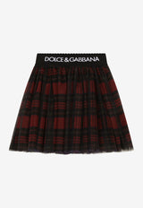 Dolce & Gabbana Kids Girls Tulle Tartan Print Midi Skirt Multicolor L53I88 ISMA9 HH4CI