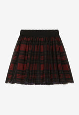 Dolce & Gabbana Kids Girls Tulle Tartan Print Midi Skirt Multicolor L53I88 ISMA9 HH4CI