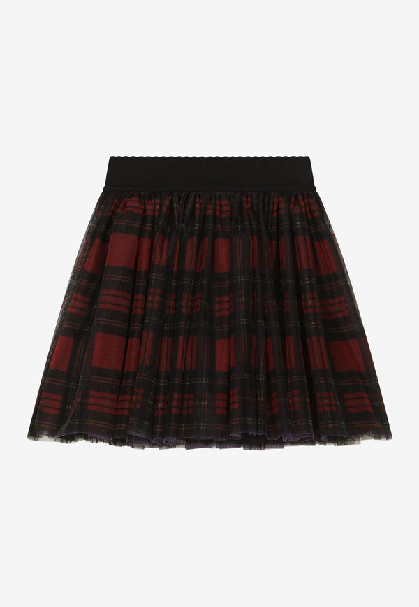 Dolce & Gabbana Kids Girls Tulle Tartan Print Midi Skirt Multicolor L53I88 ISMA9 HH4CI