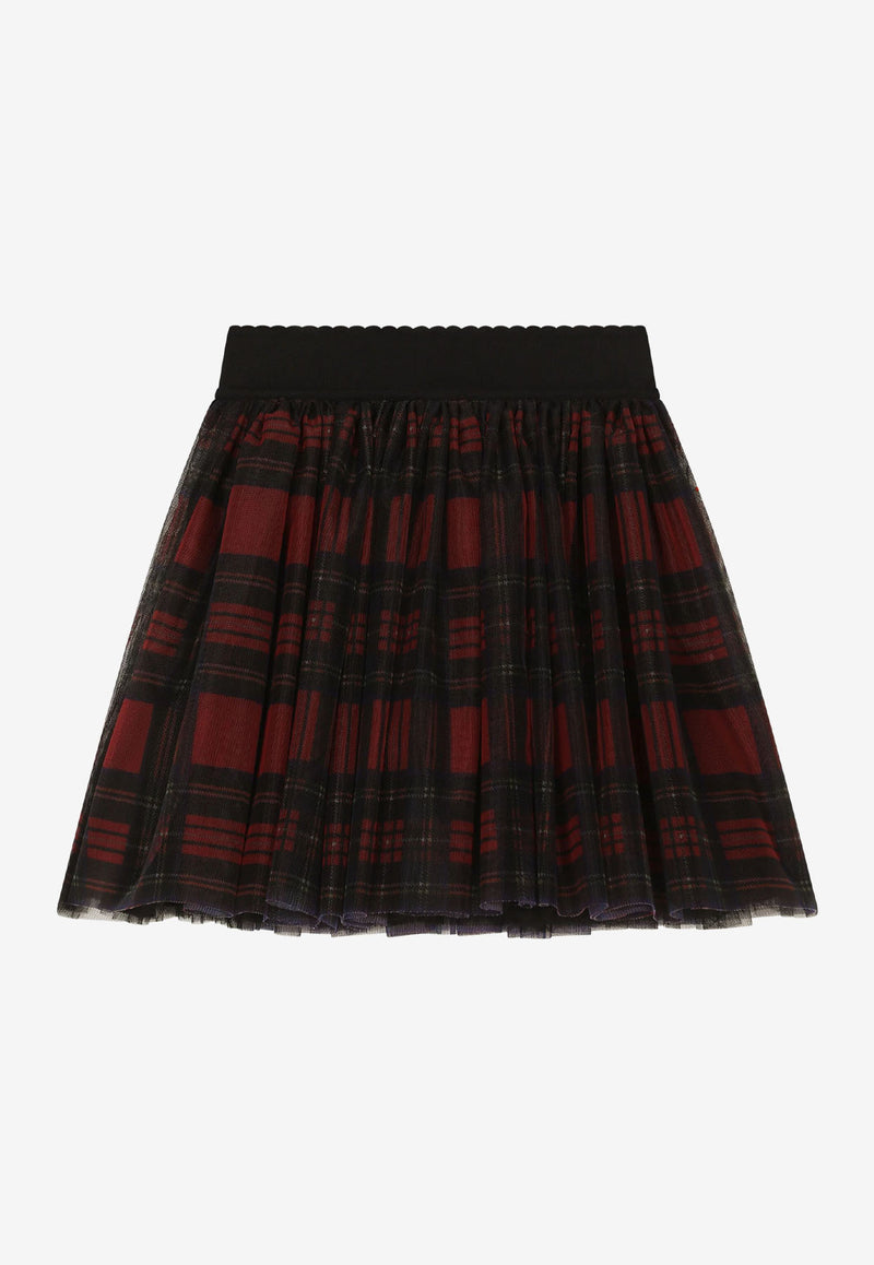 Dolce & Gabbana Kids Girls Tulle Tartan Print Midi Skirt Multicolor L53I88 ISMA9 HH4CI
