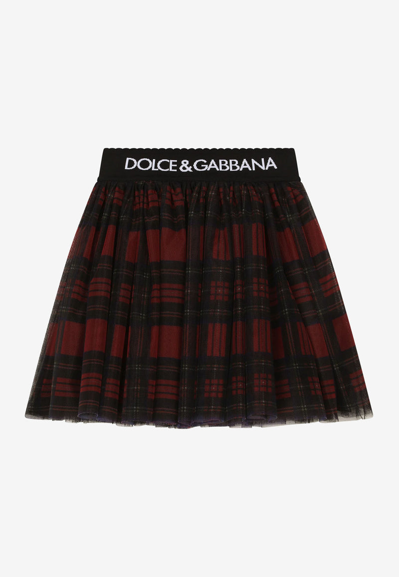 Dolce & Gabbana Kids Girls Tulle Tartan Print Midi Skirt Multicolor L53I88 ISMA9 HH4CI
