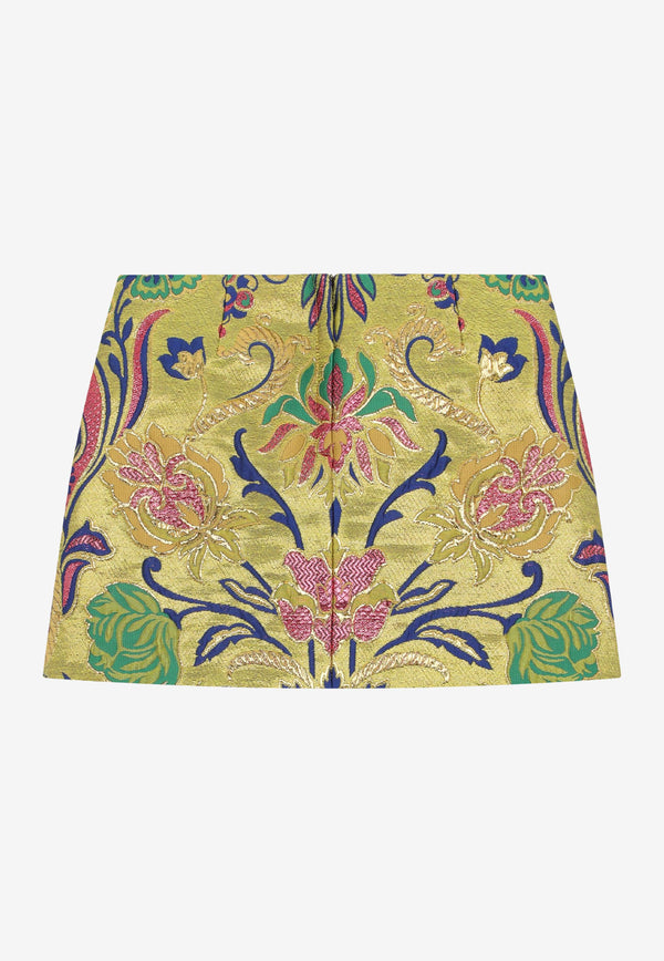 Dolce & Gabbana Kids Girls Floral Jacquard Mini Skirt L54I27 FJOBM S8350 Gold