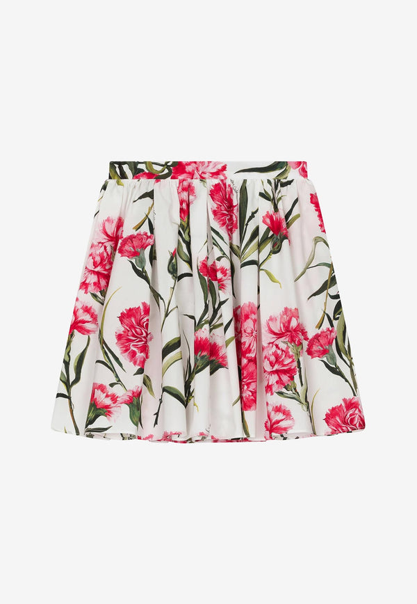 Dolce & Gabbana Kids Girls Carnation Print Pleated Skirt Multicolor L54I48 HS5O0 HA3VL