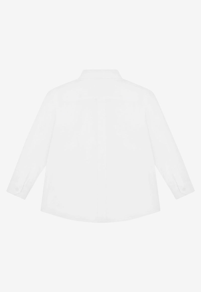 Dolce & Gabbana Kids Girls Logo Detail Poplin Shirt L55S49 FU5GK W0800 White