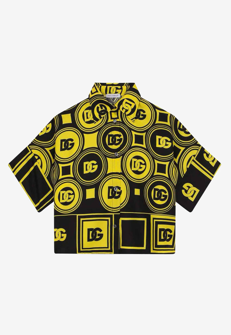 Dolce & Gabbana Kids Girls DG Logo Print Shirt L55S57 FI18R HG3GS Yellow