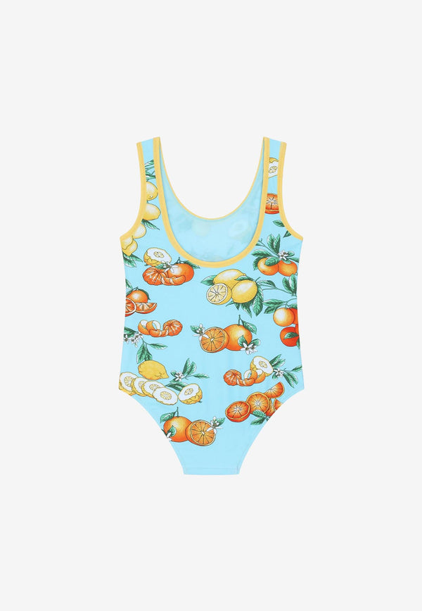 Dolce & Gabbana Kids Girls Lemon Print One-Piece Swimsuit Multicolor L5J812 G7E2E HC3UT