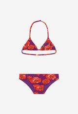 Dolce & Gabbana Kids Girls Poppy Print Bikini Set L5J813 FSGZK HP3IW Violet