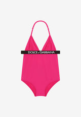 Dolce & Gabbana Kids Girls Logo Print One-Piece Swimsuit L5J827 G7B3M FA877 Fuchsia