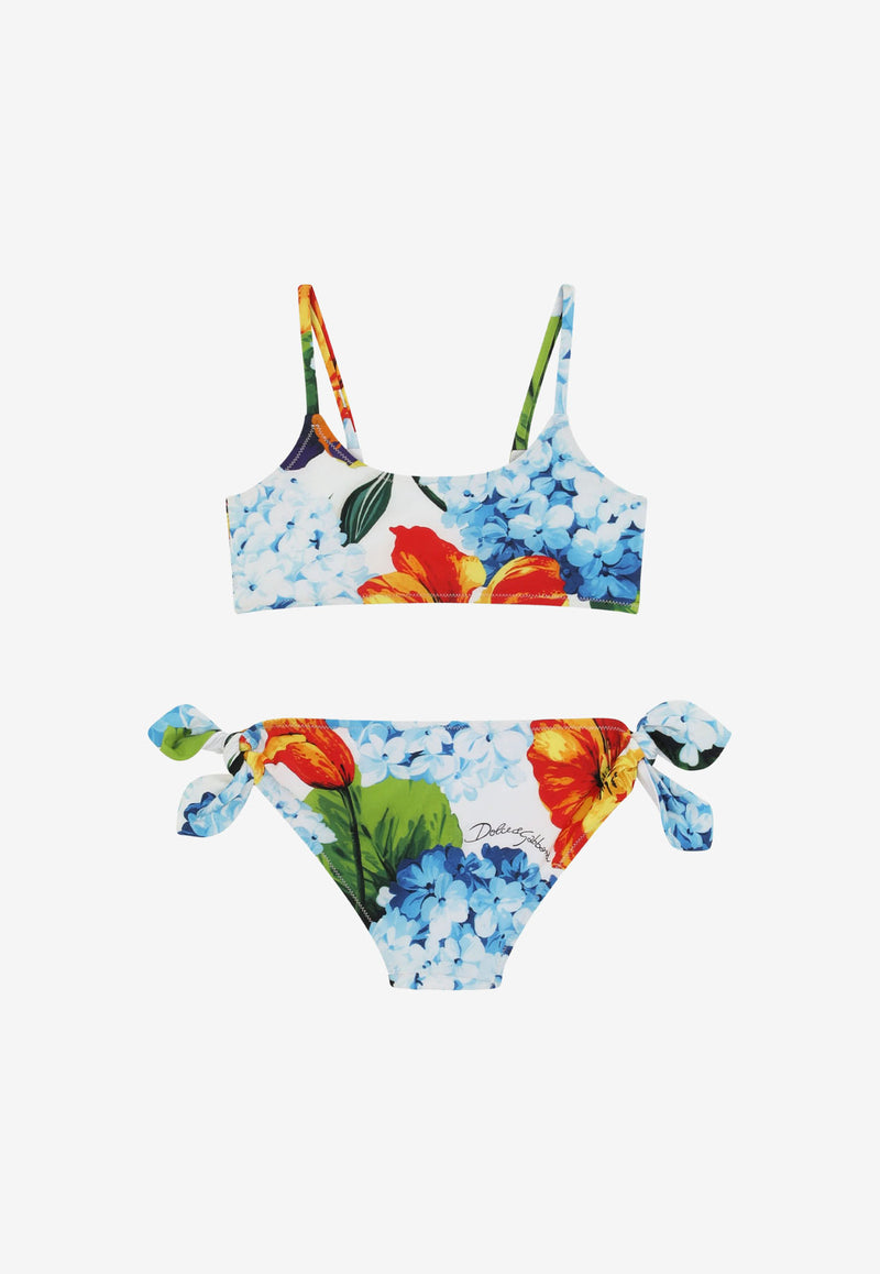 Dolce & Gabbana Kids Girls Hydrangea Print Bikini Set L5J829 FSGZM HA3JA Multicolor