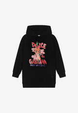 Dolce & Gabbana Kids Girls Gianpiero D’Alessandro Print Hoodie Dress Black L5JD5I G7F9H N0000