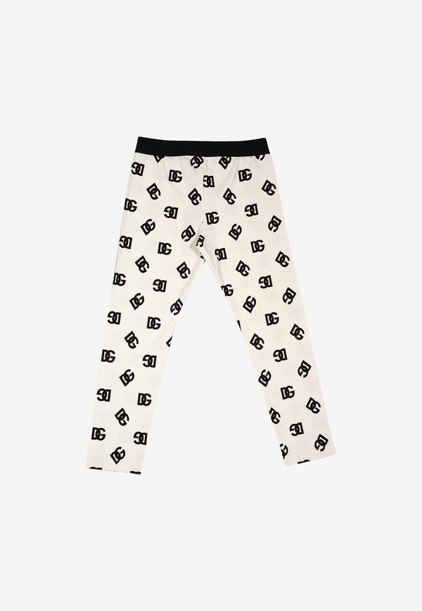 Dolce & Gabbana Kids Girls DG Logo Print Leggings White L5JP3J FSG3H HAVAN