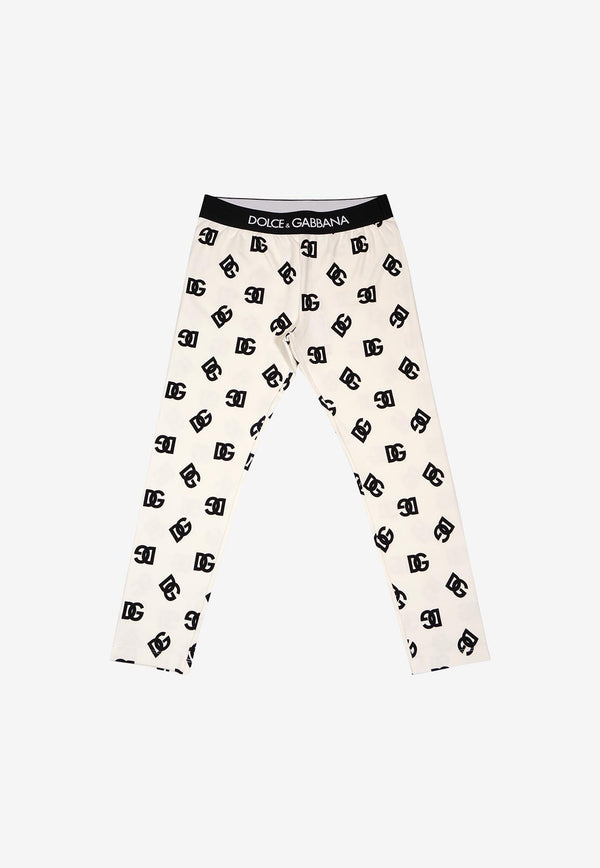 Dolce & Gabbana Kids Girls DG Logo Print Leggings White L5JP3J FSG3H HAVAN