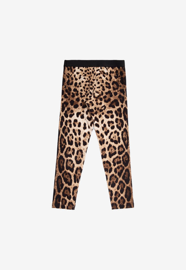 Dolce & Gabbana Kids Girls Leopard Print Leggings Brown L5JP3J FSGQX HY13M